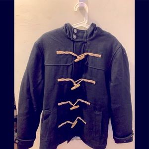 Black Penguin hooded winter toggle coat